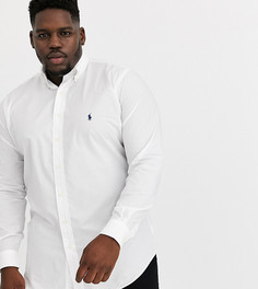 Белая рубашка из эластичного поплина на пуговицах с логотипом Polo Ralph Lauren Big & Tall-Белый