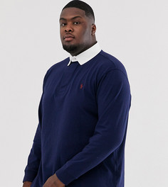 Поло регби темно-синего цвета с длинными рукавами и логотипом Ralph Lauren - Big & Tall-Темно-синий