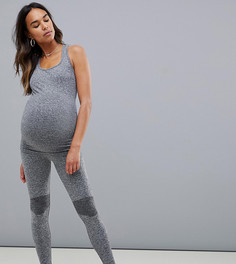 Серые меланжевые спортивные леггинсы для беременных Mamalicious-Серый Mama.Licious