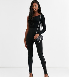 Трикотажные брюки скинни с молниями со стразами ASOS DESIGN Tall-Черный