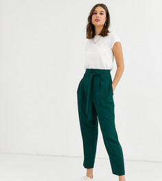 Суженные книзу строгие укороченные брюки с поясом ASOS DESIGN Tall-Зеленый