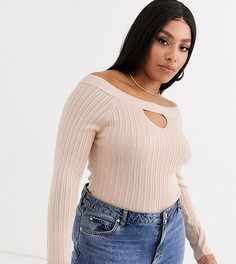 Боди с открытыми плечами и вырезом ASOS DESIGN Curve-Бежевый