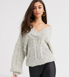 Oversize-джемпер с V-образным вырезом ASOS DESIGN Tall-Серый