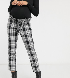 Брюки в клетку с полосками по бокам ASOS DESIGN Maternity-Мульти