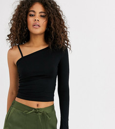 Черный топ на одно плечо с бретелью ASOS DESIGN Tall