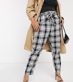 Брюки с полосками в клетку и поясом ASOS DESIGN Curve-Мульти