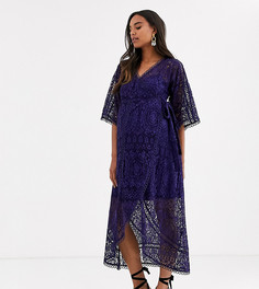 Кружевное платье миди с запахом ASOS DESIGN Maternity-Темно-синий