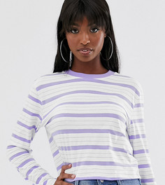 Короткая футболка в полоску с длинными рукавами ASOS DESIGN Tall-Мульти