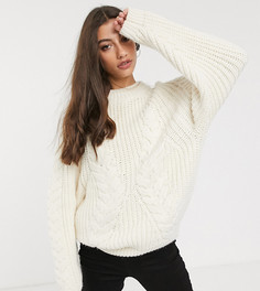Oversize-джемпер с узором "косичка" ASOS DESIGN Tall premium-Кремовый