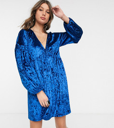 Свободное бархатное платье с длинными рукавами ASOS DESIGN Tall-Красный