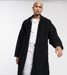 Черное плюшевое oversized-пальто ASOS DESIGN-Черный