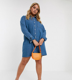 Синее джинсовое платье-рубашка ASOS DESIGN Curve-Синий
