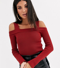 Структурированный джемпер с вырезами на плечах ASOS DESIGN Tall-Красный