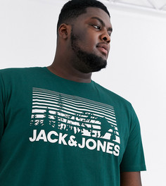 Зеленая футболка с принтом "горы" и логотипом Jack & Jones Originals-Зеленый