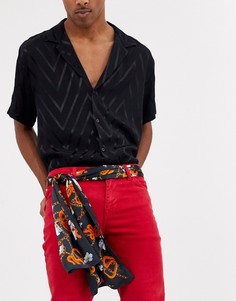 Черный пояс-шарф в винтажном стиле с принтом ASOS DESIGN