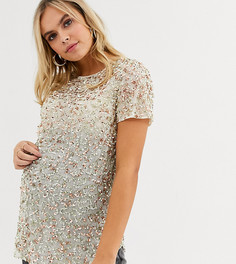 Футболка с пайетками ASOS DESIGN Maternity-Золотой