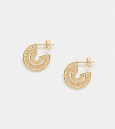 Серебряные позолоченные серьги-кольца ASOS DESIGN-Золотой