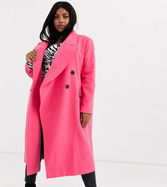 Розовое пальто асимметричного кроя спереди ASOS DESIGN Curve-Розовый