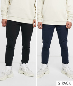 2 пары джоггеров скинни черного/темно-синего цвета ASOS DESIGN-Мульти
