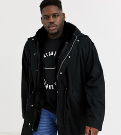 Черная парка со съемной подкладкой из искусственного меха ASOS DESIGN Plus-Черный