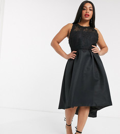 Черное атласное платье Chi Chi London Plus-Черный