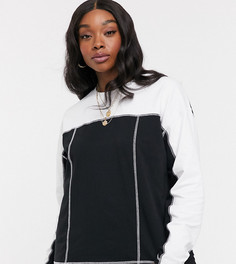 Свитшот колор блок с плоскими швами ASOS DESIGN Curve-Черный