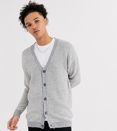Серый oversize-кардиган в рубчик ASOS DESIGN Tall-Бежевый