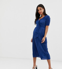Плиссированное чайное платье ASOS DESIGN Maternity-Синий