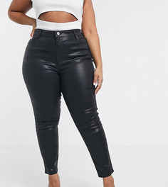 Черные джинсы скинни с покрытием и завышенной талией ASOS DESIGN Curve Ridley-Черный