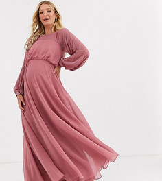 Платье макси с отделкой на кокетке ASOS DESIGN Maternity-Розовый