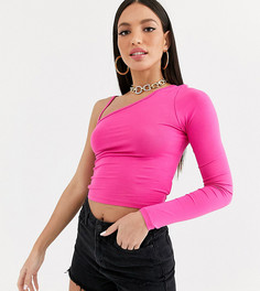 Розовый топ с бретелью на одно плечо ASOS DESIGN Tall-Черный
