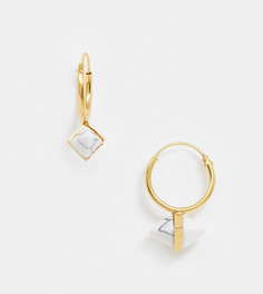 Серебряные позолоченные серьги-кольца с искусственным камнем ASOS DESIGN-Золотой