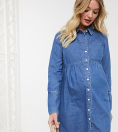 Синее джинсовое платье-рубашка ASOS DESIGN Maternity-Синий