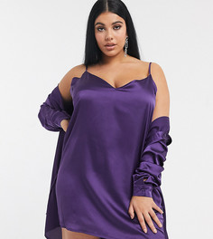 Фиолетовое атласное платье на бретелях от комплекта Missguided Plus-Фиолетовый