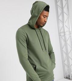 Длинный худи цвета хаки из органического хлопка ASOS DESIGN Tall-Зеленый