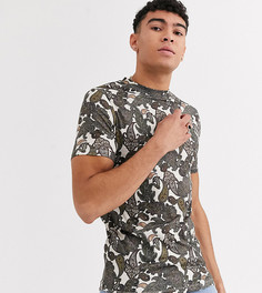 Приталенная футболка со сплошным принтом пейсли ASOS DESIGN Tall-Мульти