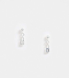 Серебряные серьги-гвоздики с подвесками в виде замка ASOS DESIGN-Серебряный