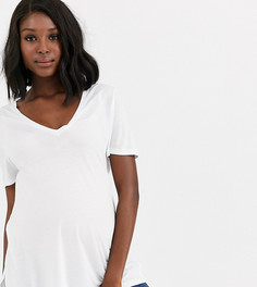 Белая oversize-футболка с V-образными вырезами ASOS DESIGN Maternity-Белый