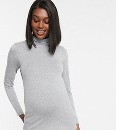 Серый меланжевый лонгслив с высоким воротом ASOS DESIGN Maternity
