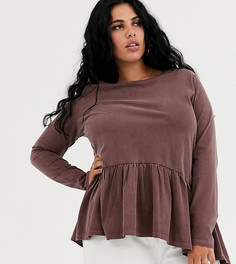 Свободный топ с длинными рукавами ASOS DESIGN Curve-Фиолетовый