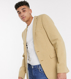 Темно-желтый супероблегающий пиджак в клетку с добавлением шерсти ASOS DESIGN Tall