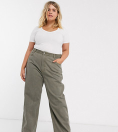 Джинсы цвета хаки в винтажном стиле с завышенной талией ASOS DESIGN Curve-Зеленый