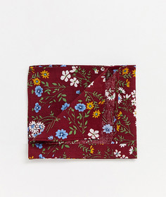 Бордовый платок для нагрудного кармана с цветочным принтом ASOS DESIGN-Красный
