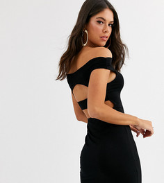 Черное платье мини со спущенными плечами и отделкой на спине ASOS DESIGN Tall-Черный