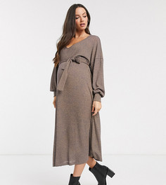 Oversized-платье миди с длинными рукавами ASOS DESIGN Maternity-Желтый