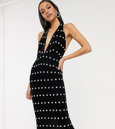 Декорированное платье-халтер миди ASOS DESIGN Tall-Черный