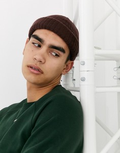 Коричневая шапка-бини в крупный рубчик ASOS DESIGN-Коричневый