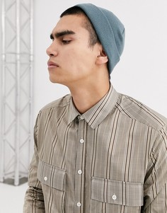 Светлая сине-зеленая маленькая шапка-бини ASOS DESIGN-Зеленый