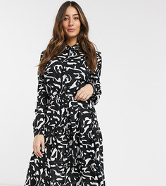 Платье-рубашка для кормления с принтом Mamalicious Maternity-Черный Mama.Licious