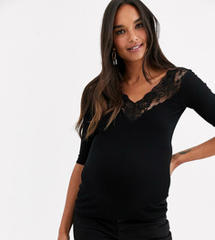 Черный топ с открытыми плечами и кружевом ASOS DESIGN Maternity